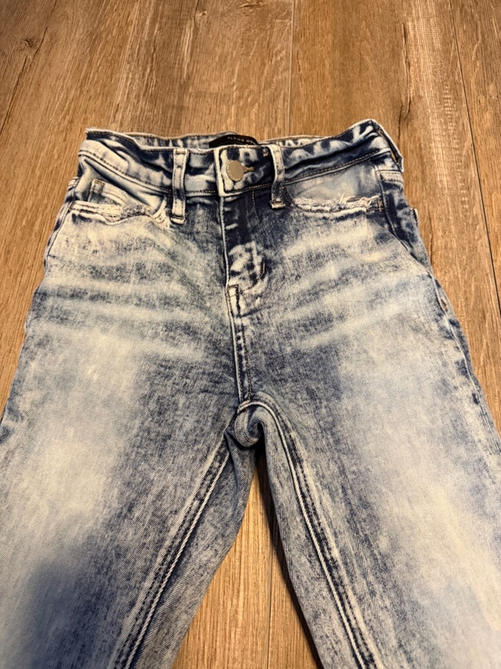 Flying Monkey High Rise Super Flare Women's Acid Wash Jeans - Picture 3 of 9